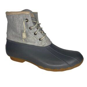 Sperry Womens Dark Grey Topsider Rubber Duck Wool Thinsulate Lace Up Boots Sz 11